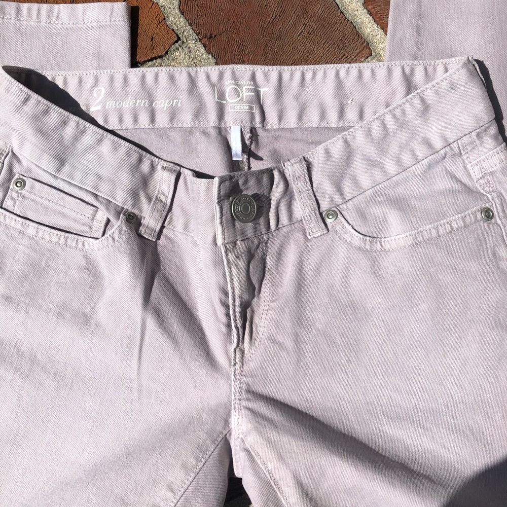 Ann Taylor Loft denim modern tan capri jeans 26/2 - Picture 6 of 6